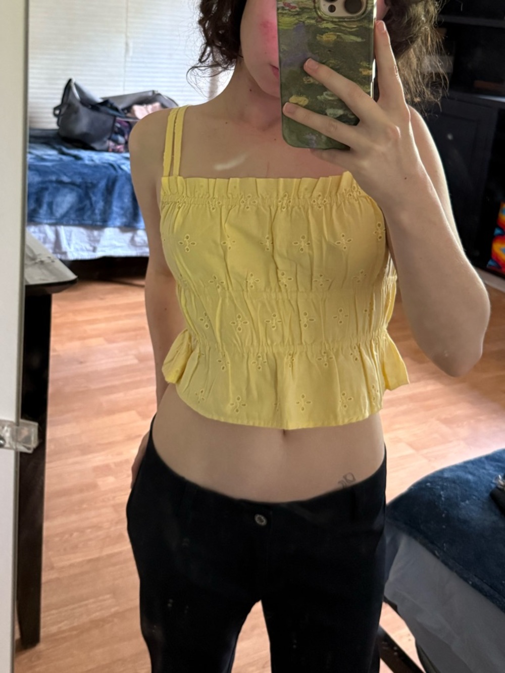 Yellow Eyelet Ruffle Tank Top - Picture 3 of 3